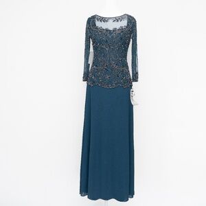 Pisarro Nights‎ - Beaded Mesh Long Sleeve Gown